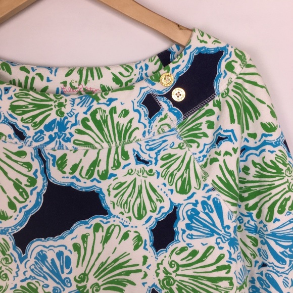 Lilly Pulitzer Midi/Mini Dress Chic Fit Blue Green Floral Print Women’s Size S - Picture 3 of 11